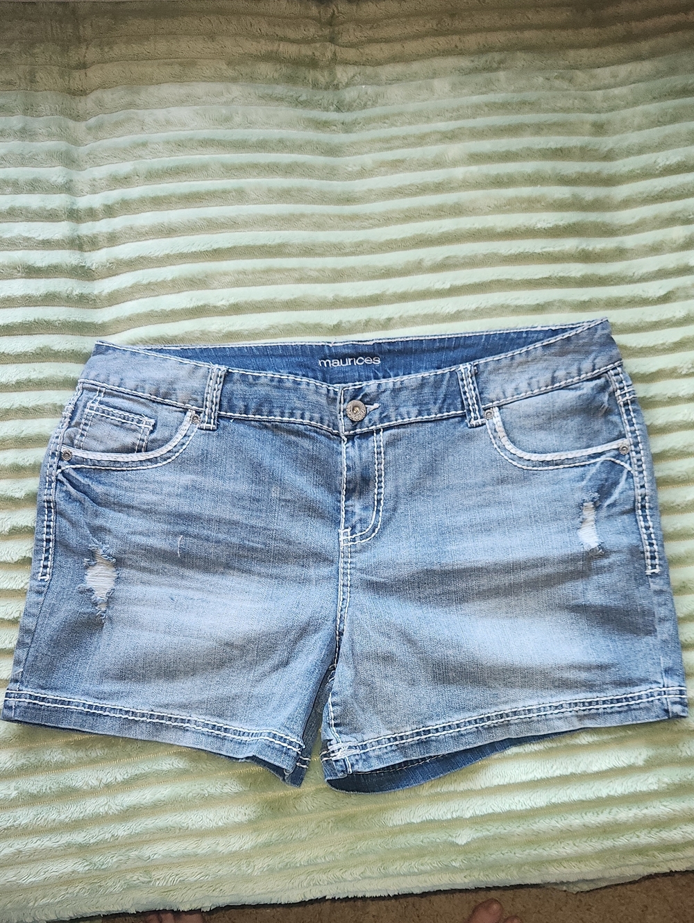 Maurices Light Blue Distressed Denim Shorts